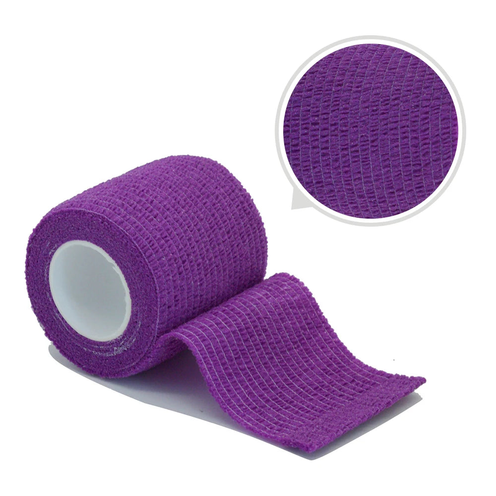 2.5/5/10cm*4.8m Gauze Bandage Self-adhesive Breathable Elastic Bandages for Sports Fixing Finger Wrist Leg Sports Protector Peaceful Pleasures Health and Wellness Deep purple 5cmX4.8m