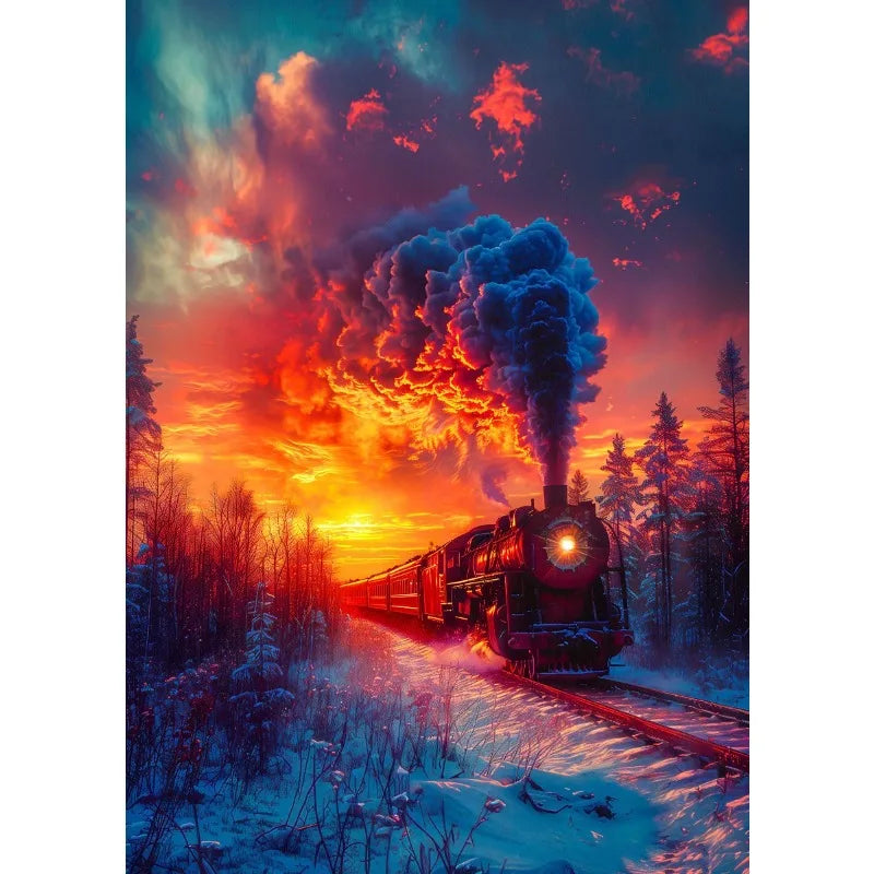 Steam Train Sunset Canvas Poster – Vintage Anime Wall Art Canvas Wall Art Peaceful Pleasures Health and Wellness