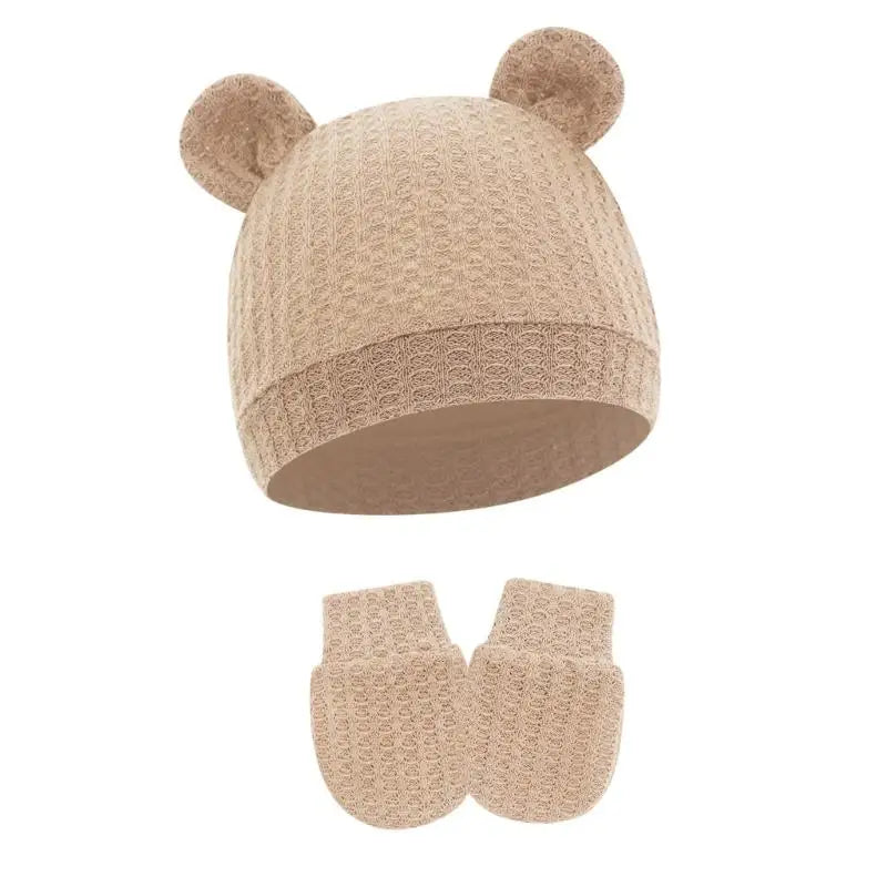Newborn Baby Hat & Mittens Set | Soft Cotton, 0–6 Months