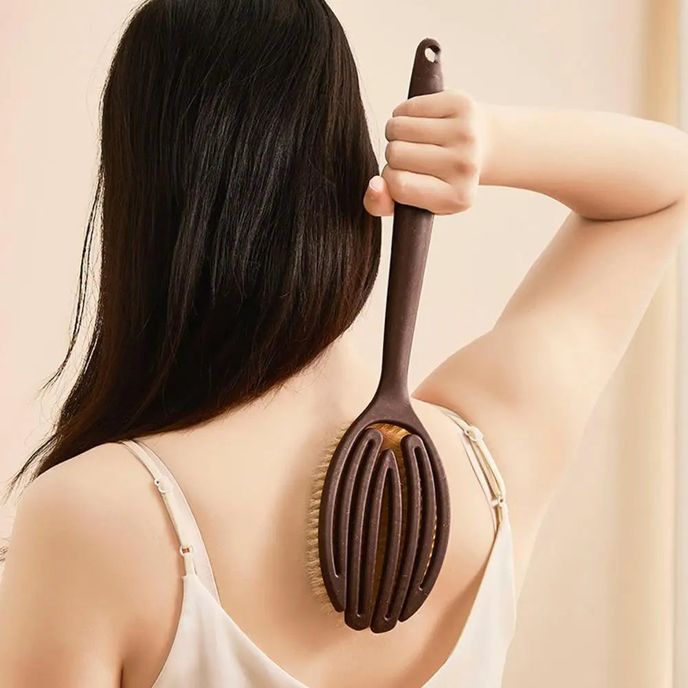 Natural Bristle Body Brush – Long Handle Back Scrubber for Dry Brushing & Exfoliation Peaceful Pleasures Health and Wellness