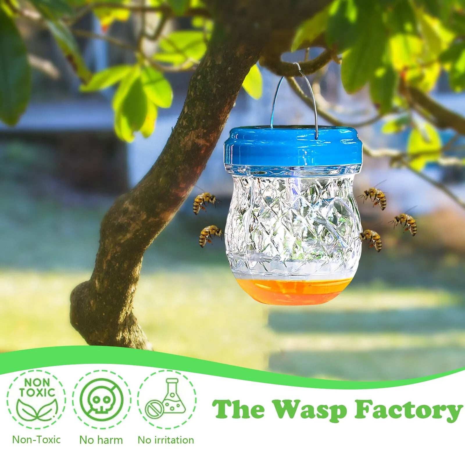Hornet Trap Hanging Hornets Bee Fly Catcher Wasp Repellent Reusable Non-toxic Pest Control for Home Farm Garden Supplies Peaceful Pleasures Health and Wellness