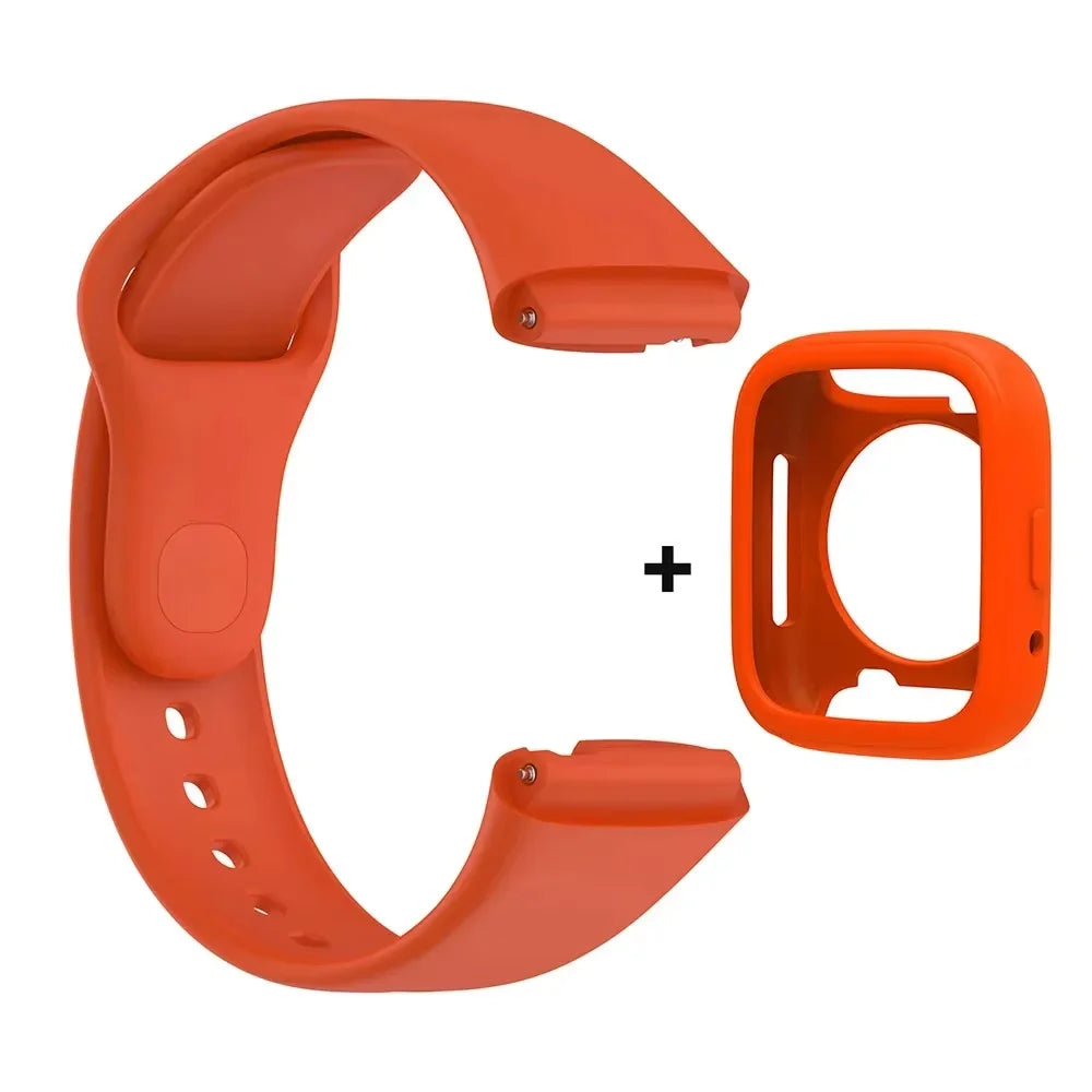 Silicone Strap+case Compatible for Redmi Watch 3 Active Smartwatch Band for Mi Watch 3 Active Protective Case Protector Cover Peaceful Pleasures Health and Wellness Orange Redmi Watch 3 Active
