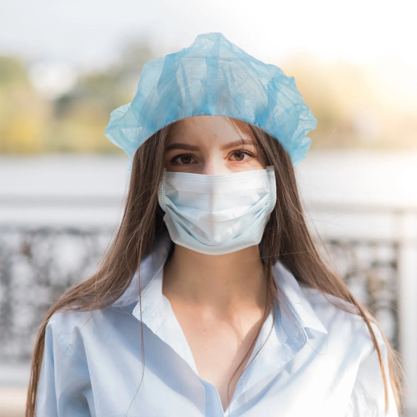 100Pcs Non Woven Bouffant Caps One Size Comfortable Elastic Work Hat for Nurses Food Surgery Factory Home Kitchen Peaceful Pleasures Health and Wellness