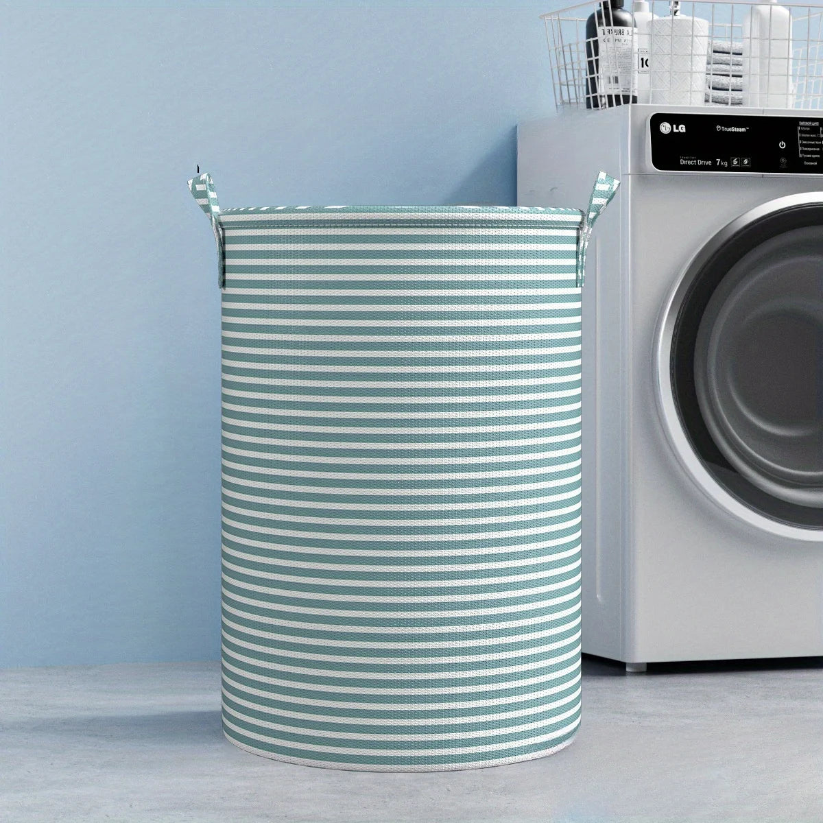 Large Collapsible Laundry Basket with Handles | Tall Round Hamper Laundry Hamper Basket Peaceful Pleasures Health and Wellness Green