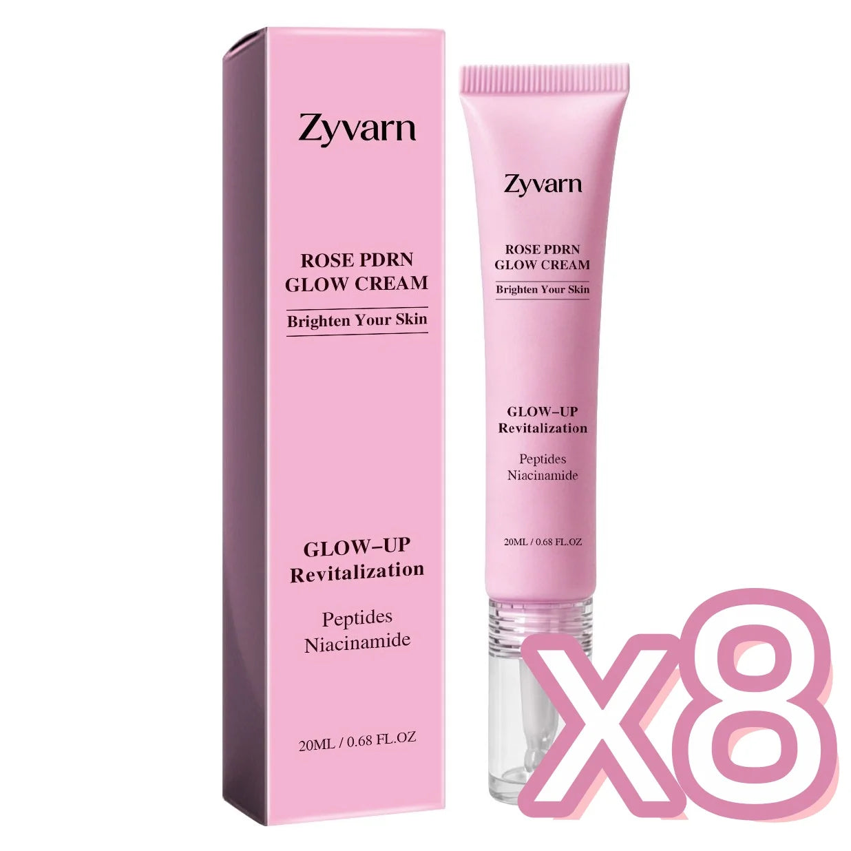 Pure Rose PDRN Glow Boost Cream Rejuvenating Long-lasting Hydration for Natural Radiant Skin Nicotinamide & Peptide Facial Cream Peaceful Pleasures Health and Wellness 20g Boxed x 8