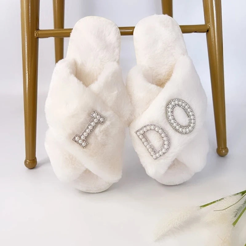 "I Do" Bridal Slippers | Bachelorette & Wedding Gift Bridal Slippers Peaceful Pleasures Health and Wellness