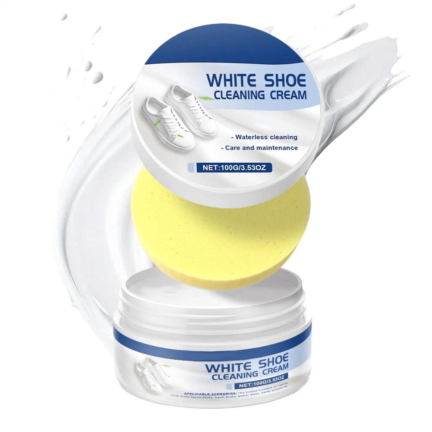 White Shoe Cleaning Cream with Sponge | Whitening & Brightening