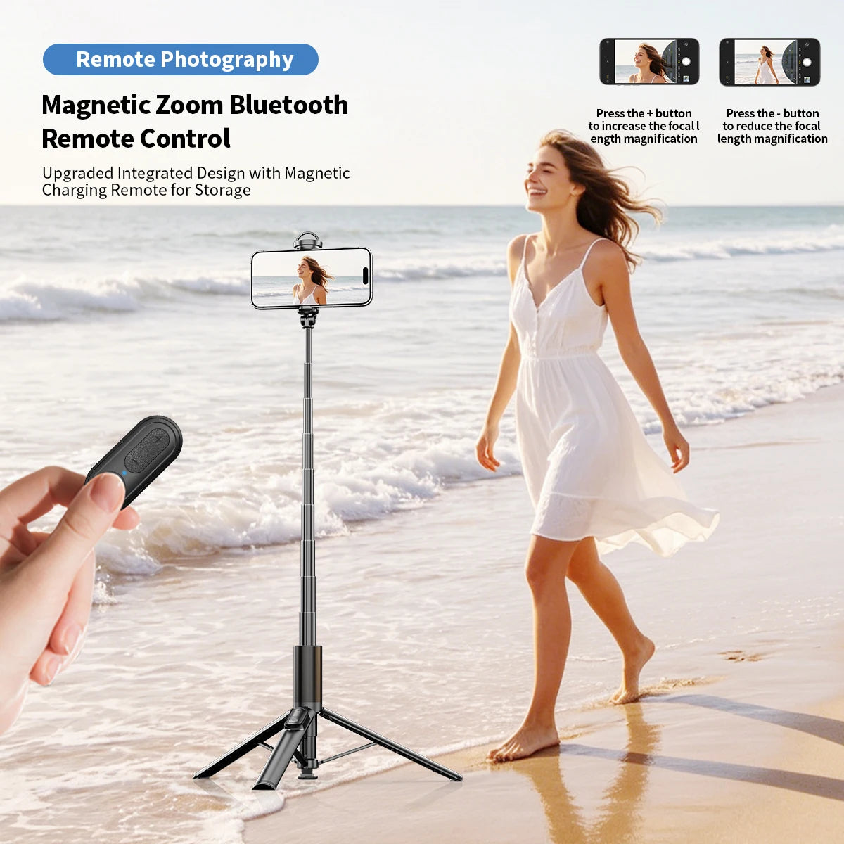 1.7M Portable Selfie Stick Tripod with Auto-Open Mechanism, Bluetooth Remote Control, Extendable Phone Holder for iPhone Android Peaceful Pleasures Health and Wellness