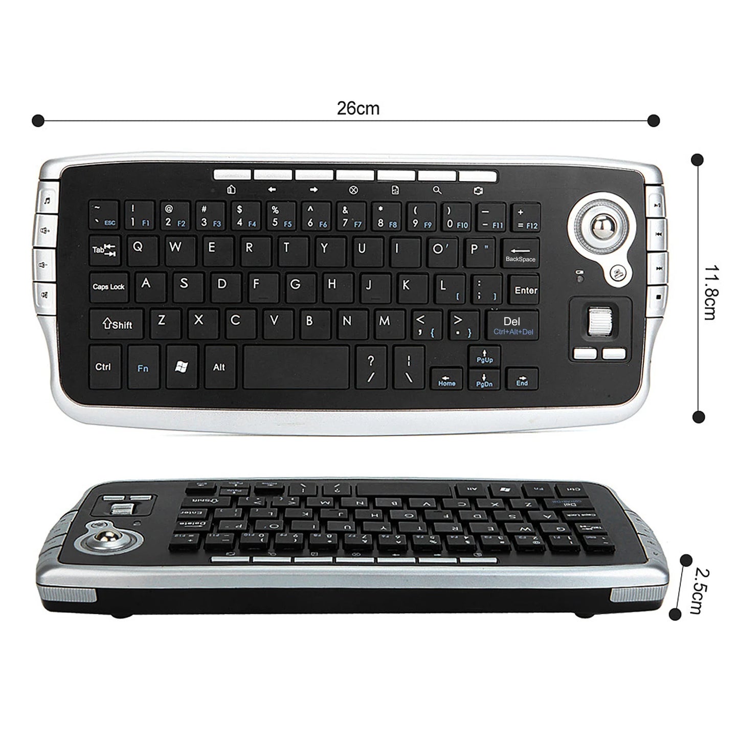 E30 2 4GHz Wireless Keyboard Trackball Mouse Scroll Wheel Remote