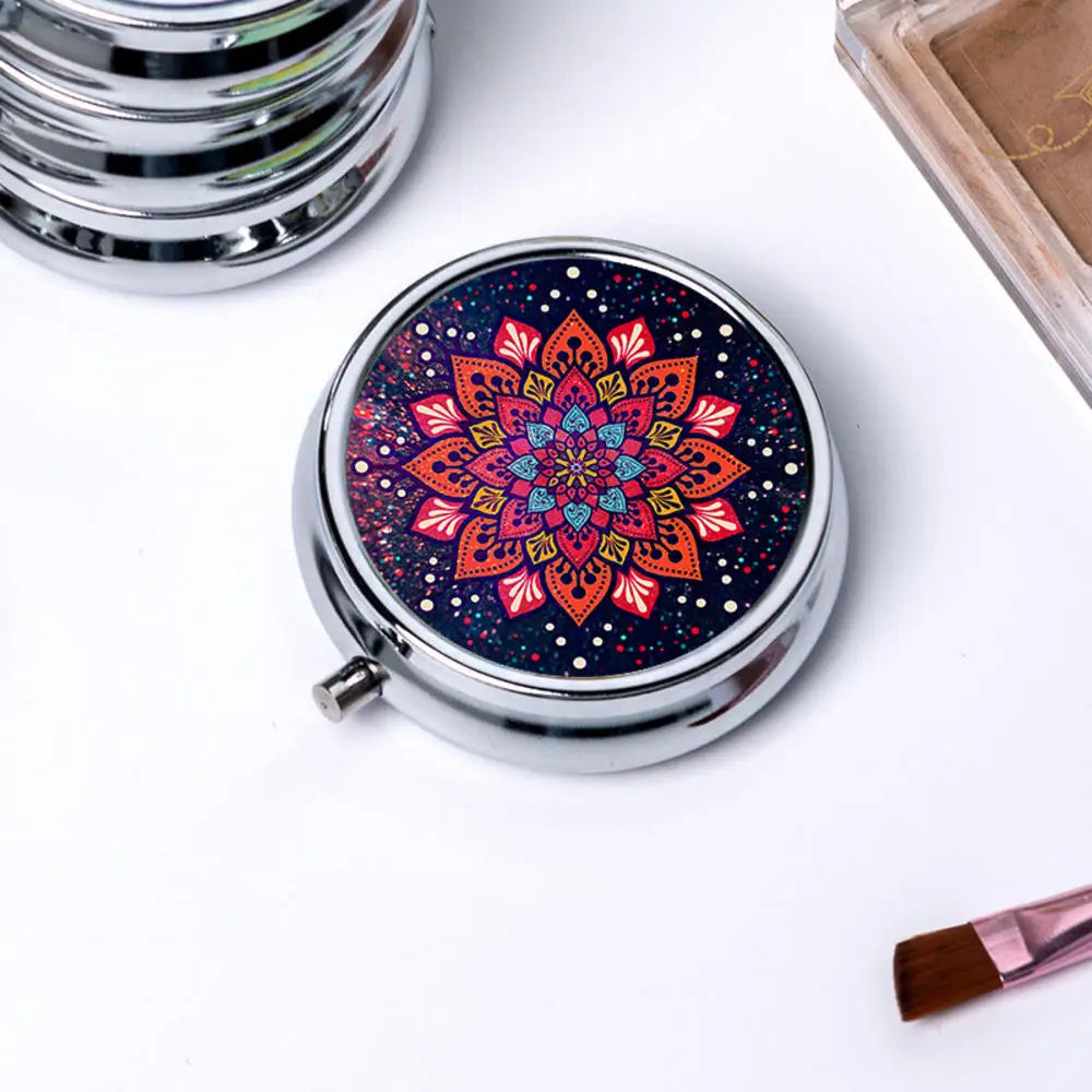 Portable 3 Cell Metal Pill Boxes Stainless Steel Round Pill Boxes Medicine Organizer Container Medicine Case Splitters Pill Box Peaceful Pleasures Health and Wellness