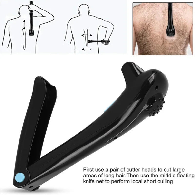 Double-bladed blade body hair trimmer with long handle and depilatory razor - a household back and body shaving tool Peaceful Pleasures Health and Wellness