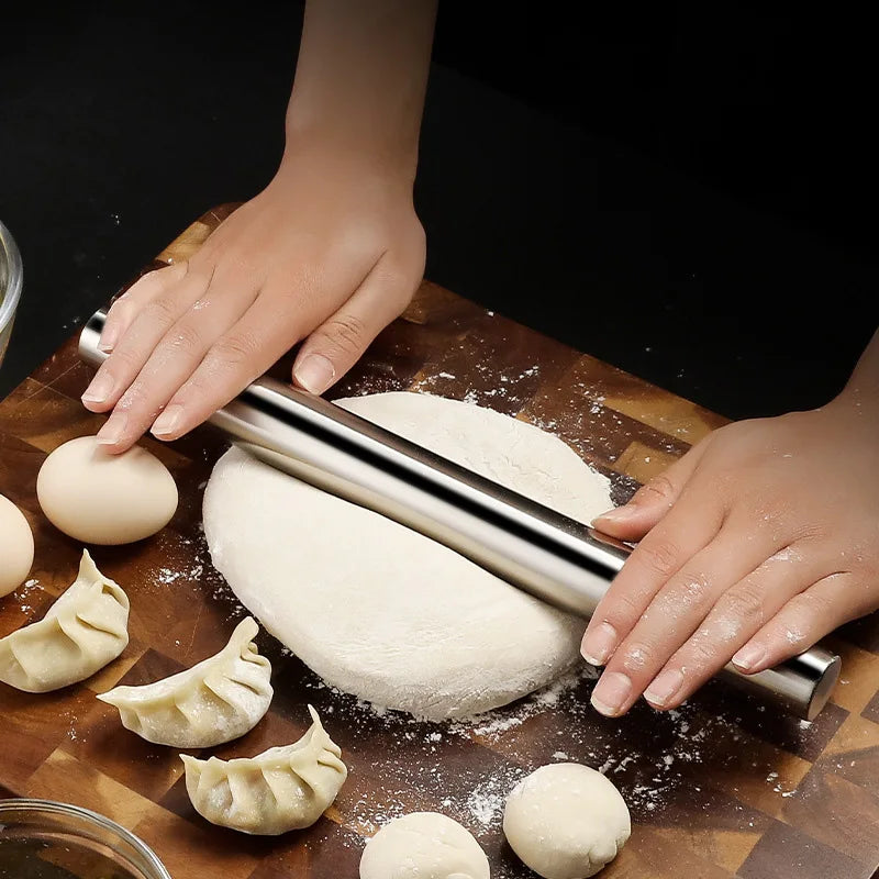 Stainless Steel Embossed Rolling Pin | 3 Sizes – Patterned Dough Roller for Pizza, Pastry & Cookies