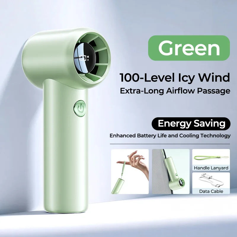USB Rechargeable Mini Turbo Fan | Brushless Motor & Digital Display
