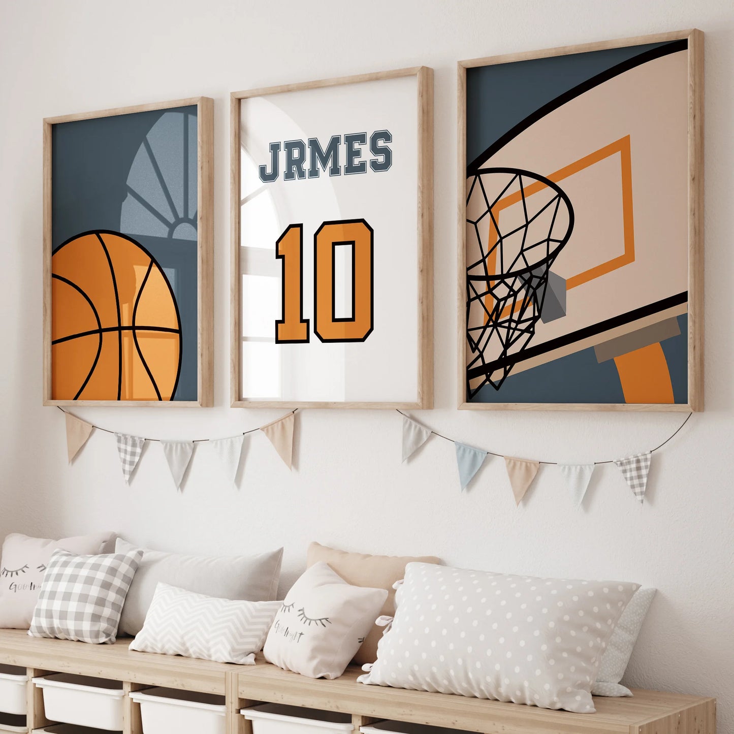 Personalized Basketball Canvas Wall Art | 3-Piece Sports Decor