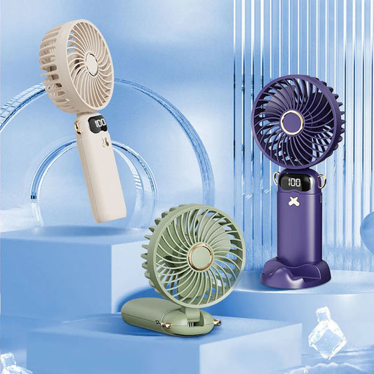 3000mAh Ultra-Quiet USB Mini Handheld Fan Portable Desk Fans 5 Speed USB Rechargeable Fan with Phone Stand and Display Screen Peaceful Pleasures Health and Wellness