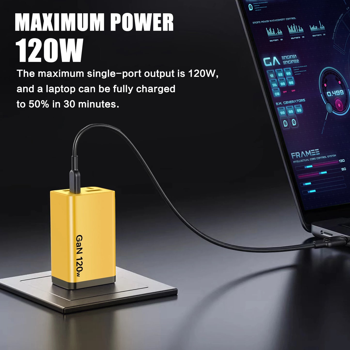 120W GaN USB-C Wall Charger | PD QC3.0 Multi-Port Fast Charging