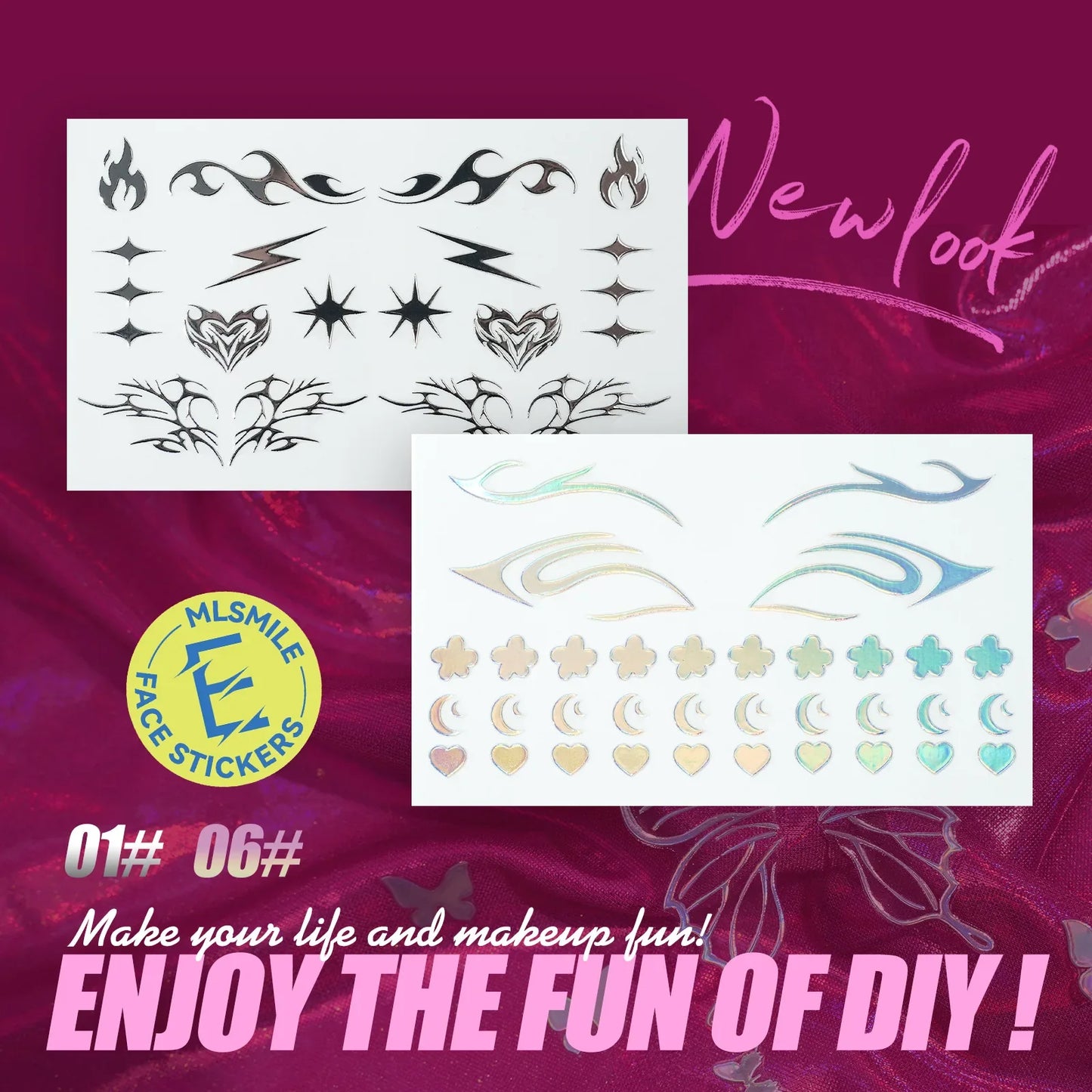MLSMILE 3D Laser Face Stickers – Eye Makeup Temporary Tattoos