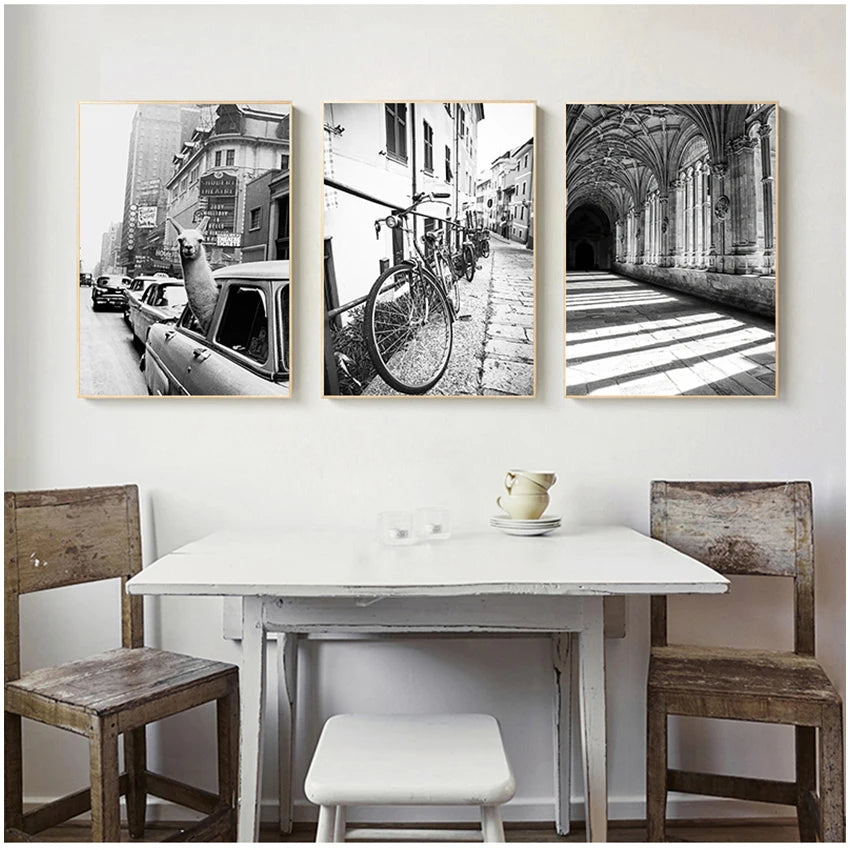 Llama in NYC Taxi Times Square Vintage Canvas Wall Art Print