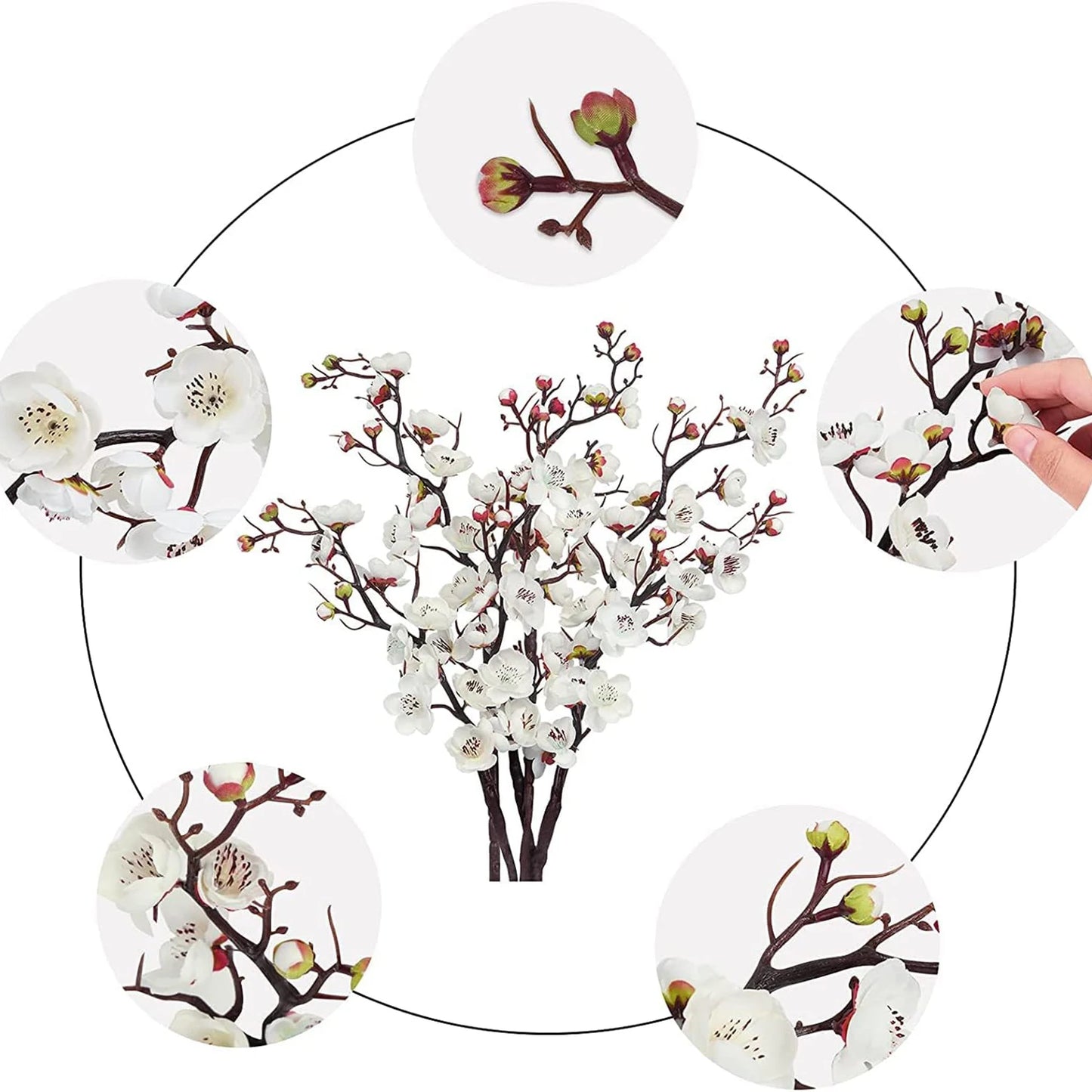 Silk Plum Blossom Peach Branch Artificial Flowers – Home Decor