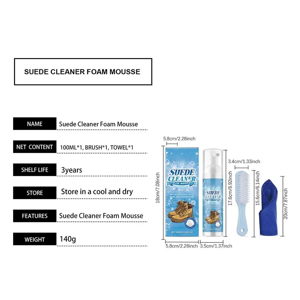 Suede Cleaner Kit No-wash Dry Cleaning Foam Univeral Decontamination for Suede Sheepskin Matte Shoes Leather Sneakers Care 100ml Peaceful Pleasures Health and Wellness