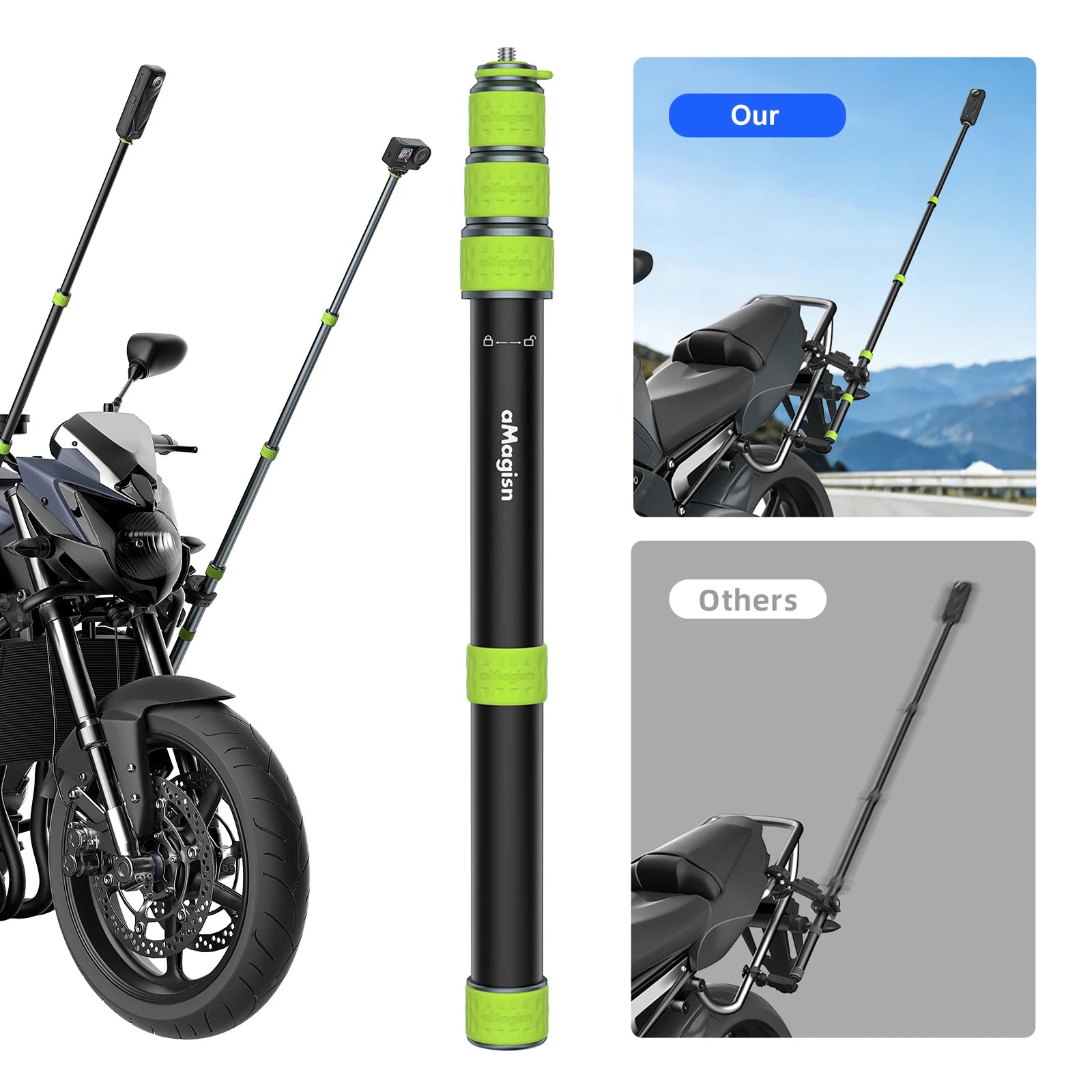 Universal 1/4In Motorcycle Selfie Stick Wear Resist Aluminum Alloy Telescopic Stick Riding Selfie Sticks Cycling Accessories Peaceful Pleasures Health and Wellness