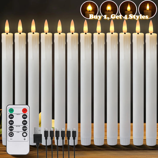 Rechargeable Flameless LED Taper Candles with Timer & Remote 6pk Flameless LED Candles Peaceful Pleasures Health and Wellness
