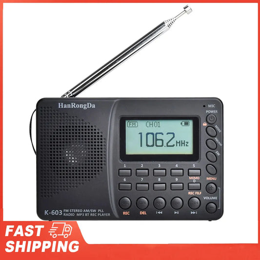 USB MP3 Digital Recorder Support TF Card Bluetooth Radio HRD-603 Peaceful Pleasures Health and Wellness