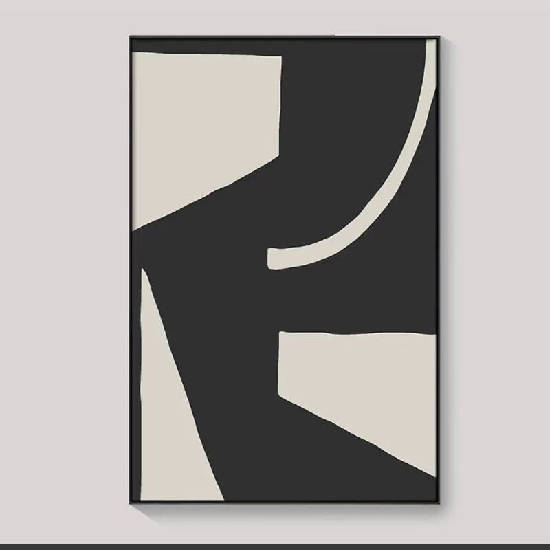 Hand-painted Large-scale Minimalist Modern Mural Art on Black and White Abstract Canvas, Living Room Art, Acrylic Oil Painting Peaceful Pleasures Health and Wellness Without frame 1 60x50cm
