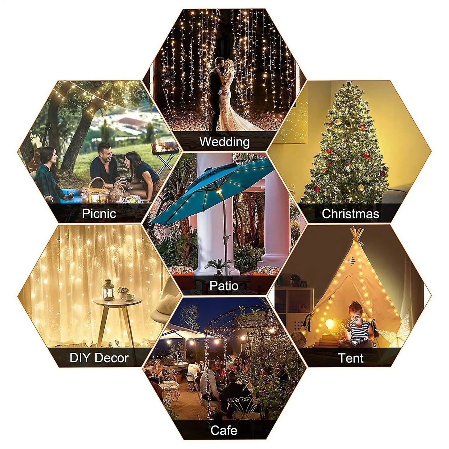 Solar Umbrella String Lights – 104 LED, 8 Modes, IP67 Waterproof