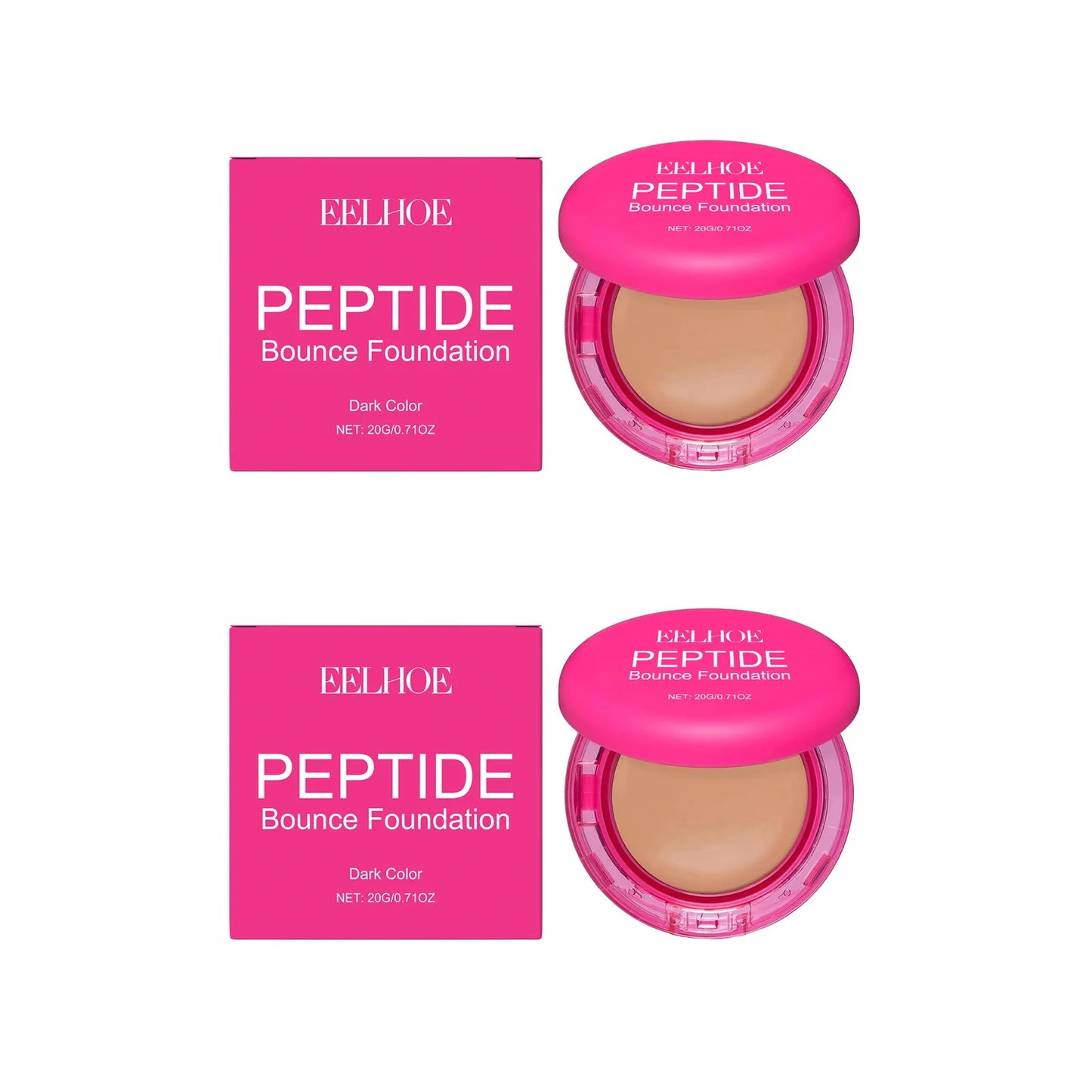 Peptide Bounce Balm Foundation Lasting Full Coverage Concealer Covers Spot Blemishes Brightening Oil Control Makeup Base Cream Peaceful Pleasures Health and Wellness 2Pcs x Dark Skin