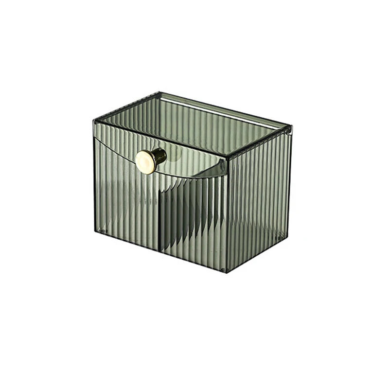 2-Grid Cotton Swab & Q-Tip Holder Dispenser with Lid – Bathroom Vanity Organizer