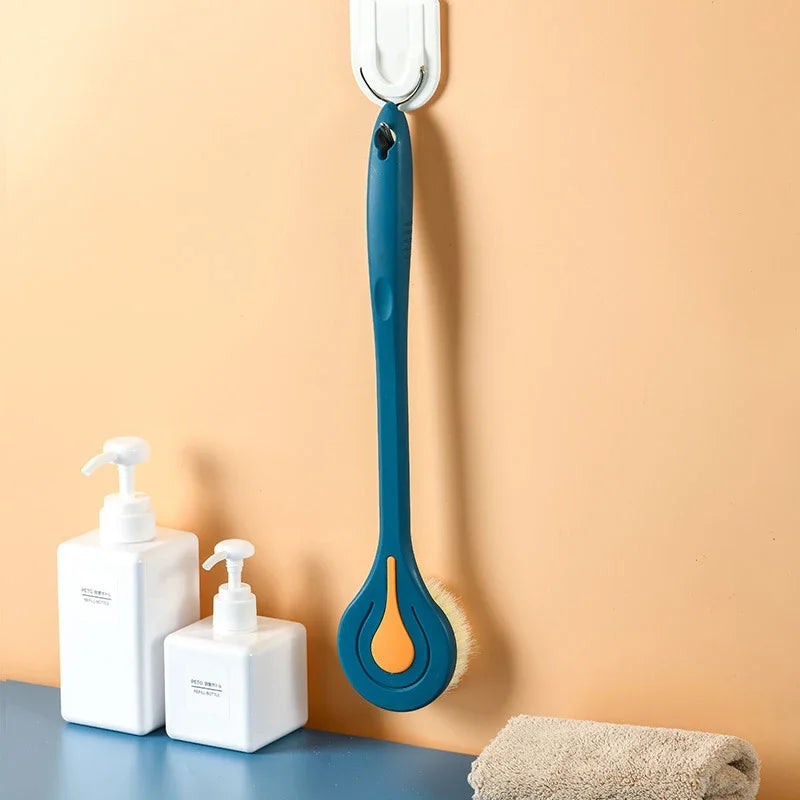 Long-handled Soft-bristled Bath Brush Bathroom Back Scrubbing Ball Brush Mud Scrubbing Magic Tool To Wipe The Back Bath Brush Peaceful Pleasures Health and Wellness Nordic blue