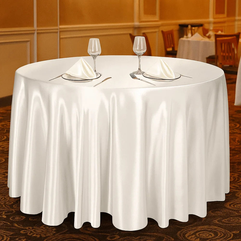 Round Satin Tablecloth | Imitation Silk Banquet Table Cover