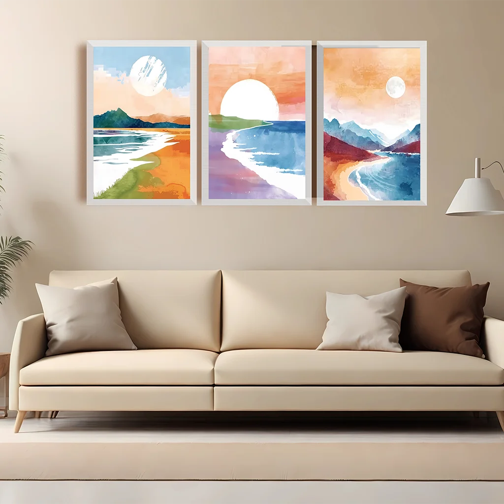 Coastal Mountain Sunset Canvas Wall Art | Modern Landscape Print Canvas Wall Art Peaceful Pleasures Health and Wellness