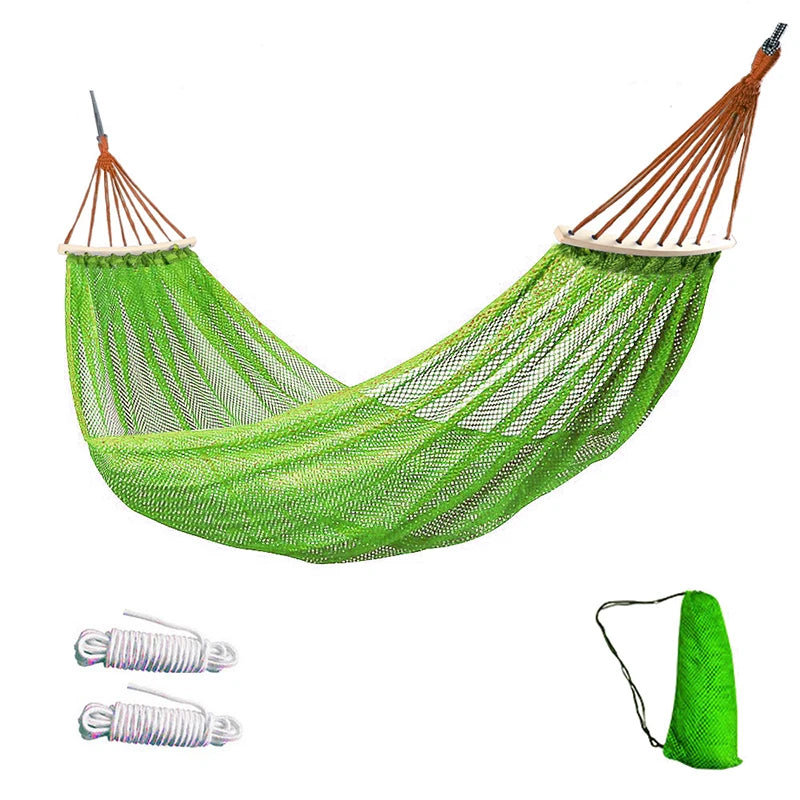 The Hammock Outdoor Ice Wire Mesh Hole Swing and Curved Rod Are Stable Sturdy and Have Good Load-bearing Capacity Peaceful Pleasures Health and Wellness Light green