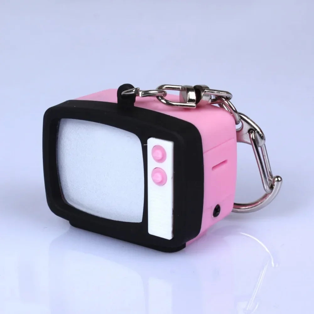 Retro TV Keychain – LED Light & Sound Miniature Pendant