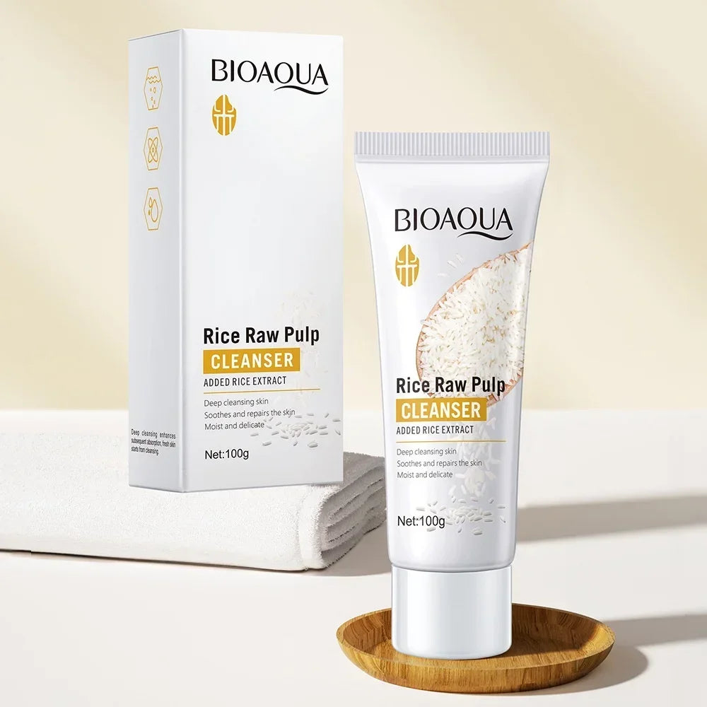 BIOAOUA Rice Cleanser Raw Pulp Oil Control Moisturizing Deep Cleaning Care Skin 100g Peaceful Pleasures Health and Wellness