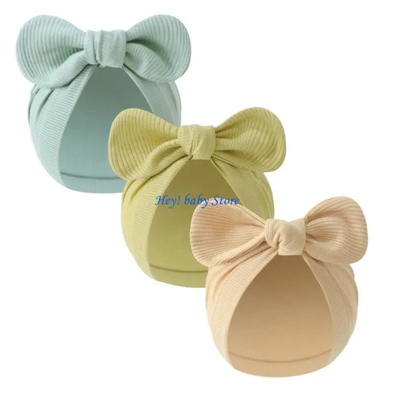 Newborn Bowknot Bonnet Hat | Soft Cotton Cap 0–3 Months