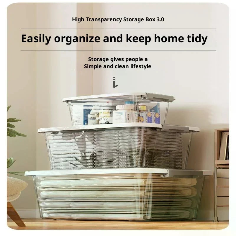 Transparent Stackable Storage Box with Lid | Multi-Size Organizer