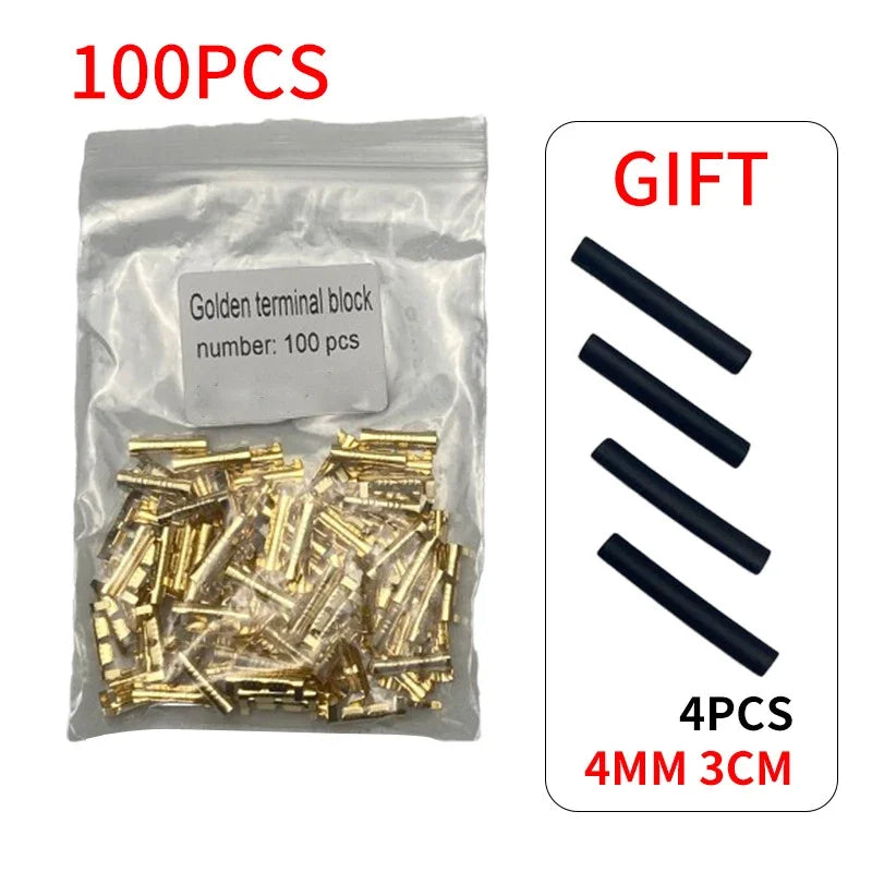 U-Type Brass Crimp Terminals 50/100/200pcs – AWG 24-16 Block Connector