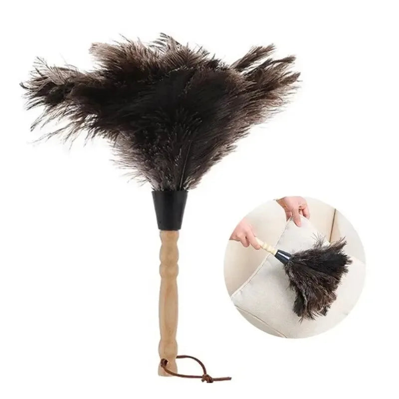 Ostrich Feather Duster Wooden Handle – Anti-Static Home Cleaner Feather Duster Peaceful Pleasures Health and Wellness