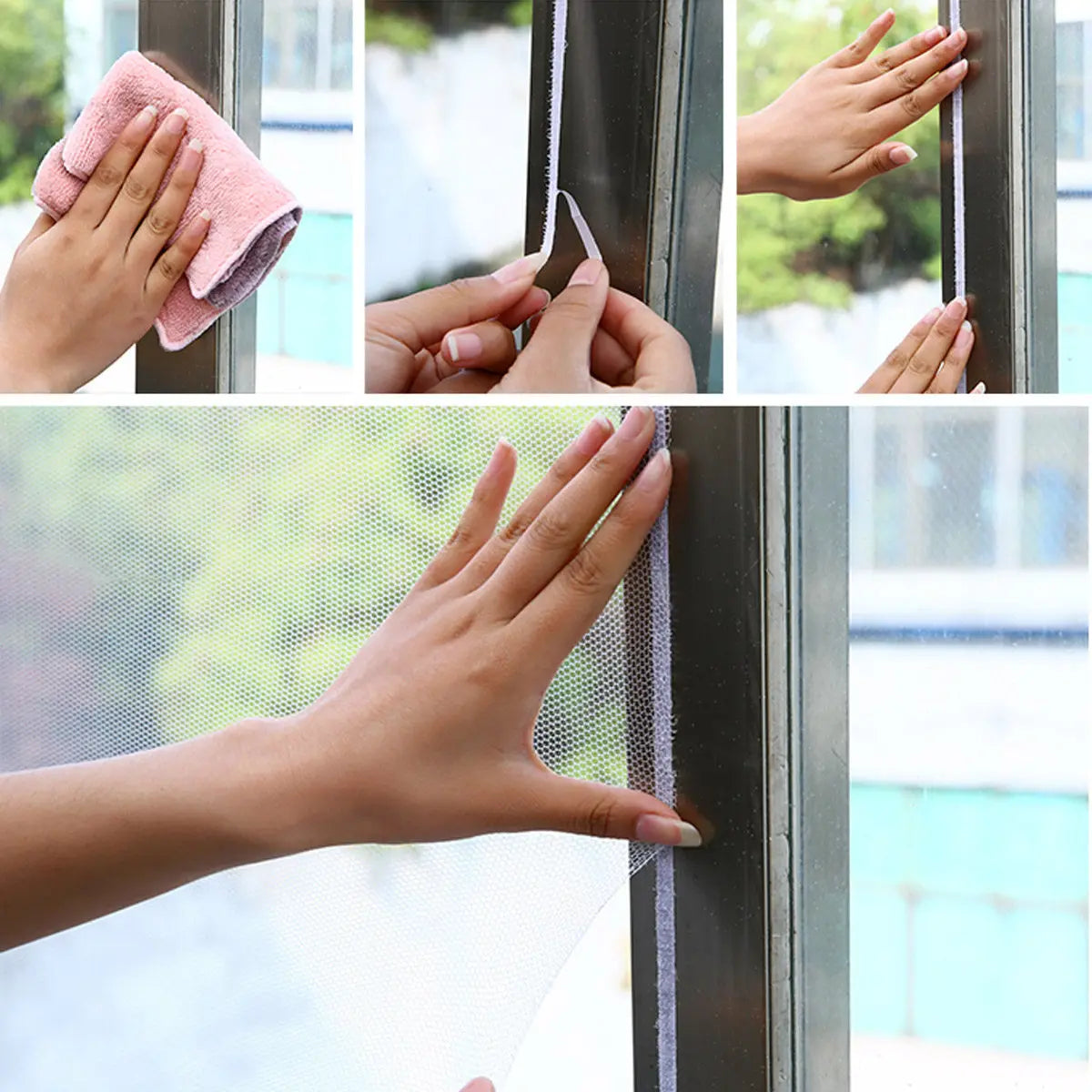 DIY Self-Adhesive Window Screen Mesh 130x150cm Mosquito Proof Netting Gauze Insect Tape Included Peaceful Pleasures Health and Wellness