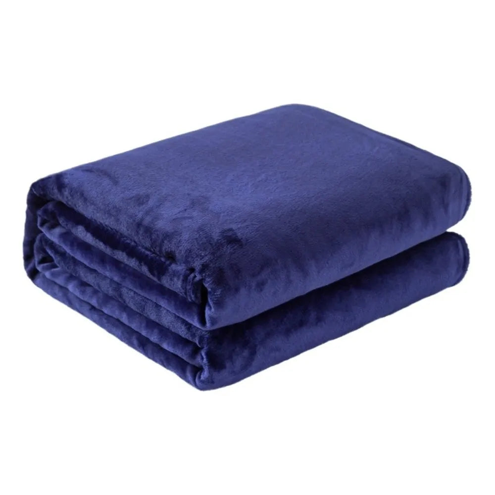Solid Color Flannel Blanket – Soft Thickened Polyester Throw