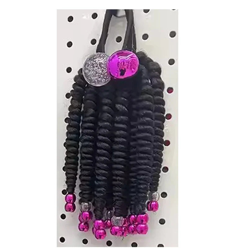2PCS Hair 2024 New Little Girls Braided Ponytails with Beads Kids Girls Hair Bow Glitter Shinny Shining with Big Balls Bubbles Peaceful Pleasures Health and Wellness beads 13
