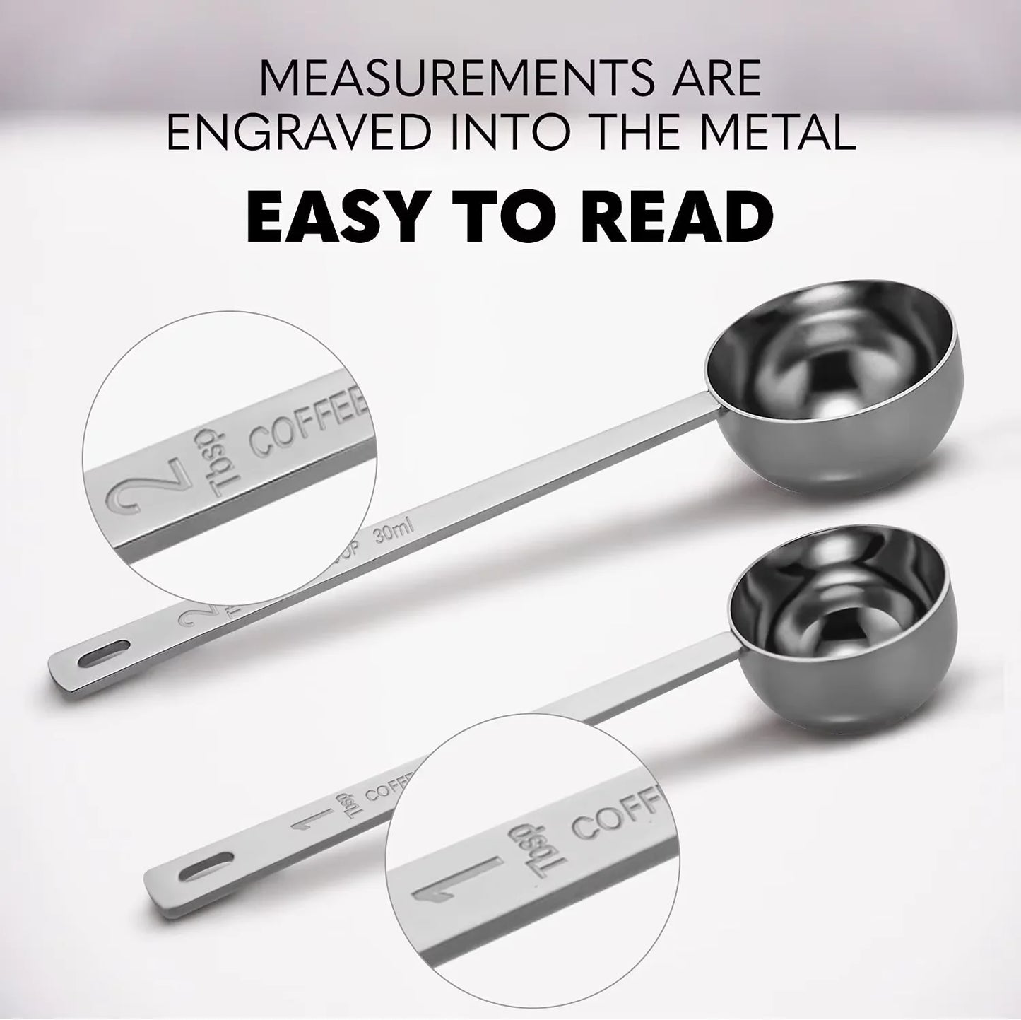 Stainless Steel Coffee Scoop, Measuring Spoons, Measuring Spoon Kitchen Measure Tools Peaceful Pleasures Health and Wellness
