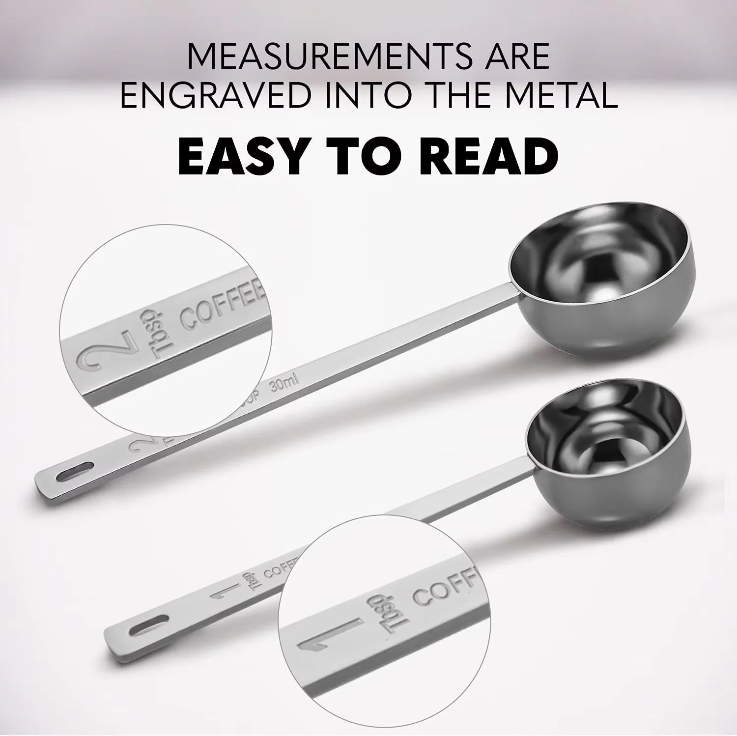 Stainless Steel Coffee Scoop, Measuring Spoons, Measuring Spoon Kitchen Measure Tools Peaceful Pleasures Health and Wellness