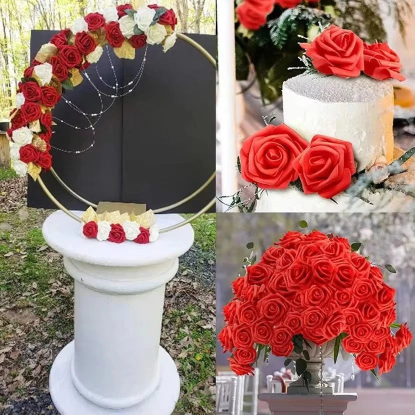 40/80 Pcs Artificial Foam Rose Flowers – Wedding & Home Decor