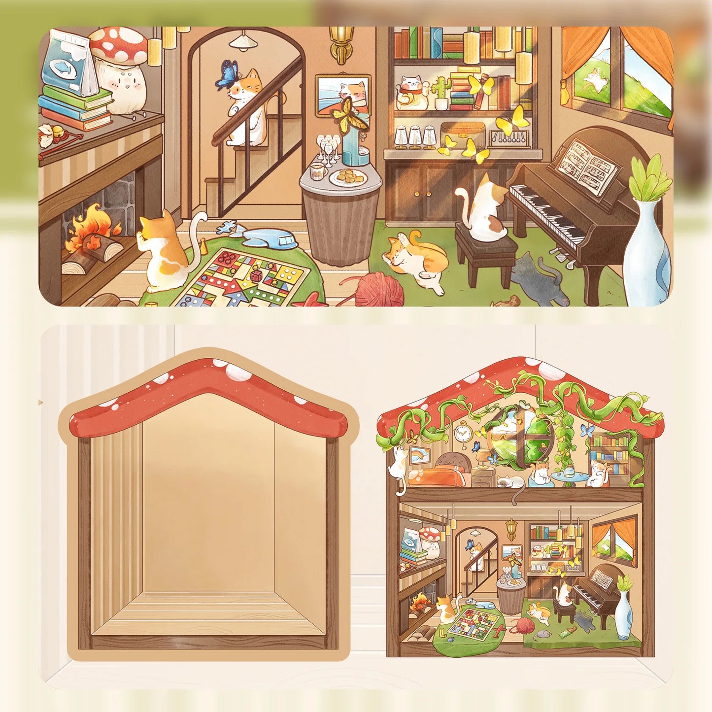 Bview Art 3D House Stickers Cartoon Scene DIY Scrapbook Journal