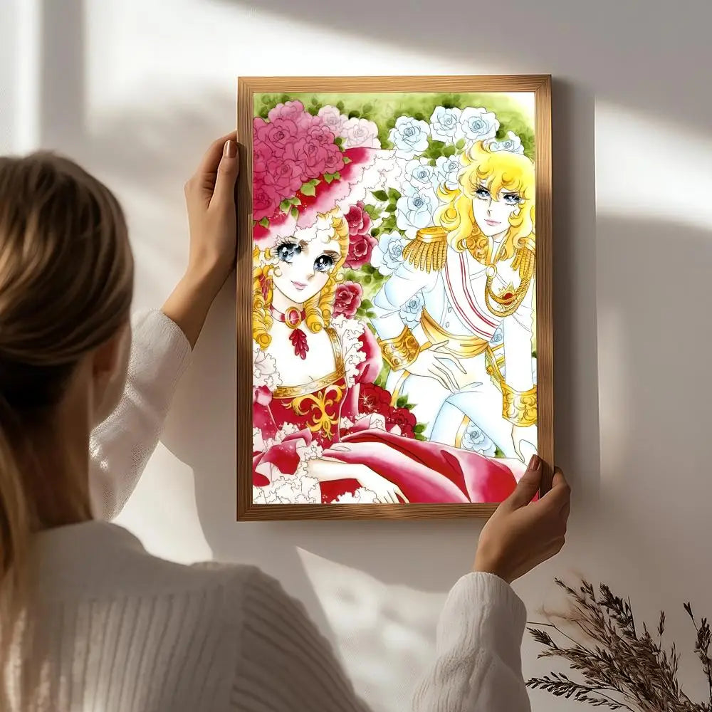 Anime T-The Rose of Versailles Poster HD Self Adhesive Waterproof Wall Art Ideal for Home Office Dorm Bedroom Great Gift Peaceful Pleasures Health and Wellness White7 40X50cmNoframe