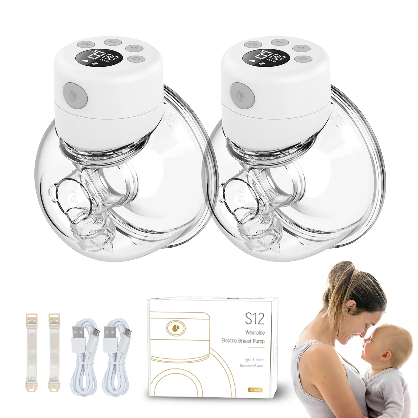 S12 Wearable Electric Breast Pump – Hands-Free, Silent, BPA-Free